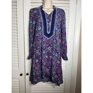 Matilda Jane Floral Print Dress Long Sleeve Casual Bohemian Tunic Dress XS NWOT